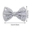 12 Pieces Sequin Bows for Girls 4.7" Large Cheer Hair Bow with Alligator Clips Hair Accessories for Kids Toddler Cheerleaders Teen Girls College Sports (Silver) view 2