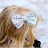 12 Pieces Sequin Bows for Girls 4.7" Large Cheer Hair Bow with Alligator Clips Hair Accessories for Kids Toddler Cheerleaders Teen Girls College Sports (Silver) view 4