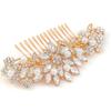 Hapibuy Crystal Wedding Hair Comb Bridal Hair Comb with Pearl Wedding Headpiece for party wear Golden Hair Accessory view 1