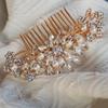 Hapibuy Crystal Wedding Hair Comb Bridal Hair Comb with Pearl Wedding Headpiece for party wear Golden Hair Accessory view 4
