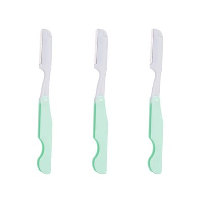 LALAFINA 3pcs Women Eyebrow Facial Trimmer with Replaceable Blades Portable Grooming Tool for Removal Random Color