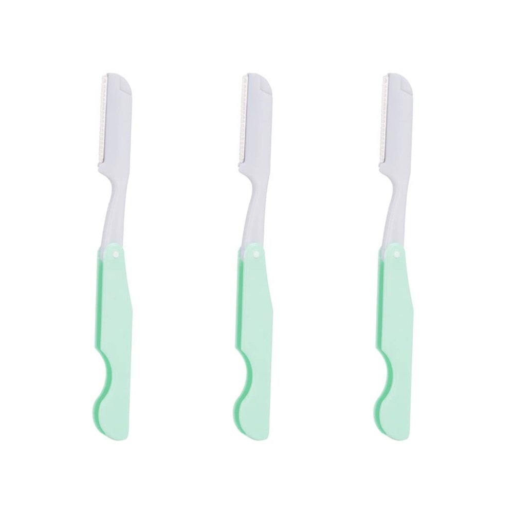 LALAFINA 3pcs Women Eyebrow Facial Trimmer with Replaceable Blades Portable Grooming Tool for Removal Random Color