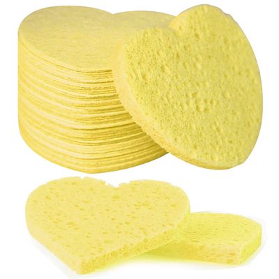 50-Count Facial Sponges Compressed, 100% Natural Cellulose Face Sponge Professional Cosmetic Spa Sponges for Face Cleansing, Exfoliating Mask, Makeup Removal for Travel and Home, Yellow
