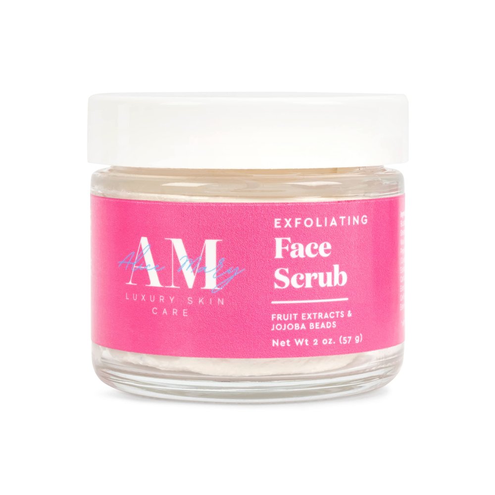 Exfoliating Face Scrub With Jojoba Beads and Fruit Extracts, Vegan Facial Exfoliant