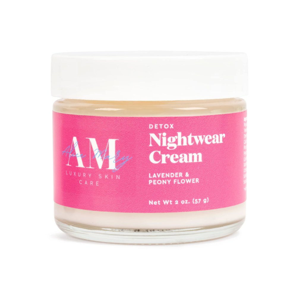 Alice Mary Luxury Skin Care Detoxifying Nightwear Cream with Lavender & Peony Flower