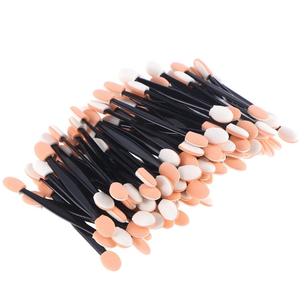 KALLORY 100pcs Dual-ended Eyeshadow Sticks Brush Applicator Easy to Use for Travel Events