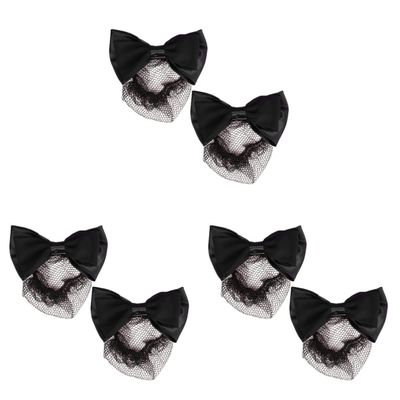 6 pcs Accessories Barrette Snood Black Cover Bowknot Work Christmas Dance Lady Net Hair Girls Office Holder Butterfly Hairnet Women Barrettes Clips for Mesh Elastic
