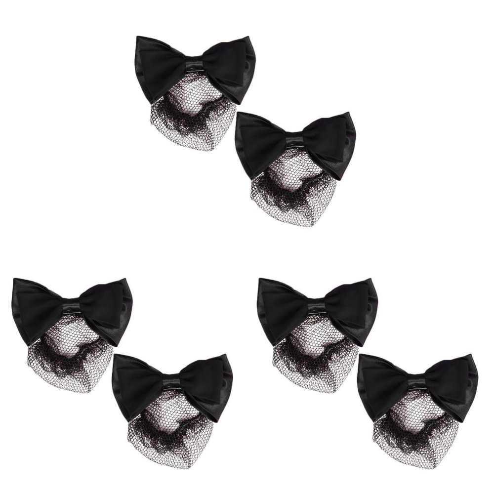 6 pcs Accessories Barrette Snood Black Cover Bowknot Work Christmas Dance Lady Net Hair Girls Office Holder Butterfly Hairnet Women Barrettes Clips for Mesh Elastic