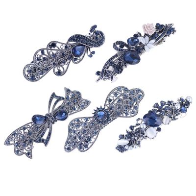 minkissy 5pcs Elegant Rhinestone Hair Clips for Women Spring Ponytail Clips Stylish Designs for Travel Daily Use Adds Touch of to Any Hairstyle