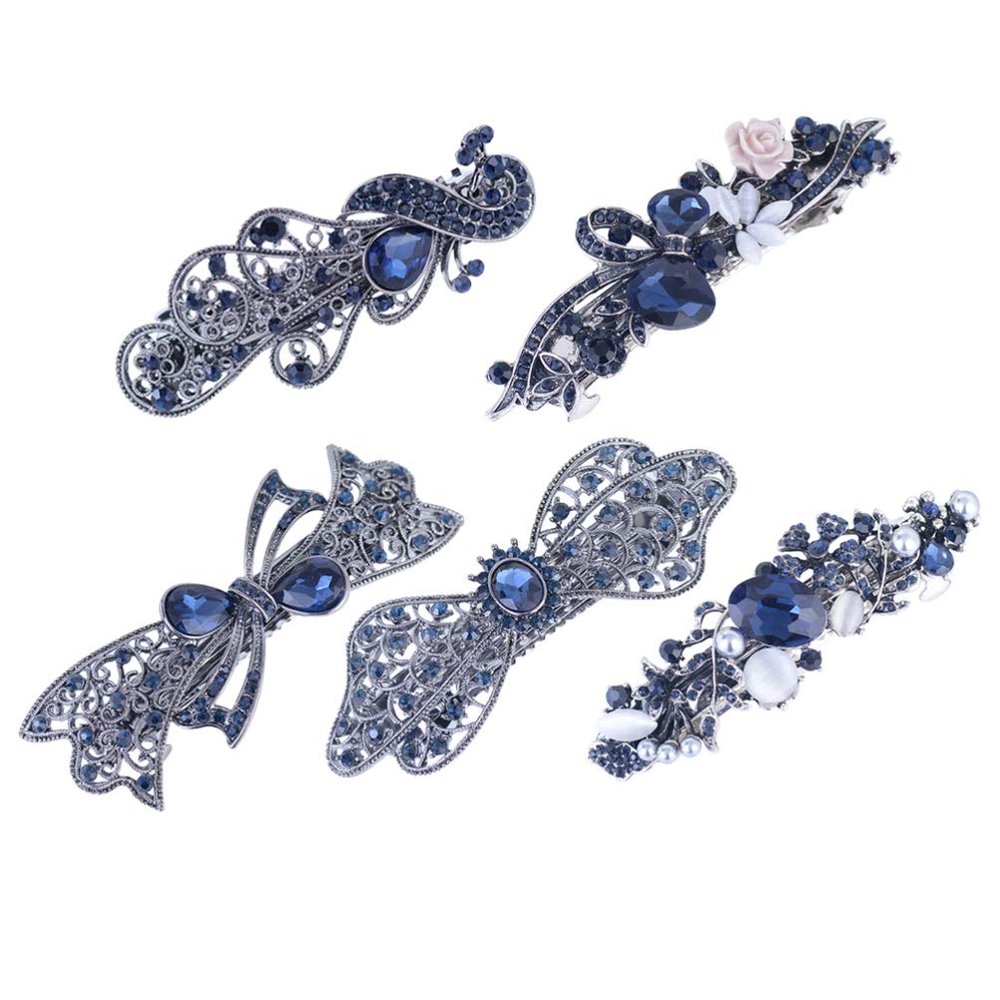 minkissy 5pcs Elegant Rhinestone Hair Clips for Women Spring Ponytail Clips Stylish Designs for Travel Daily Use Adds Touch of to Any Hairstyle