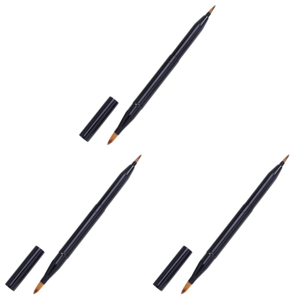 KALLORY 3pcs Double-ended Lip Brush Applicator for Makeup Lipstick Gloss Facial Essential Makeup Tool Kit