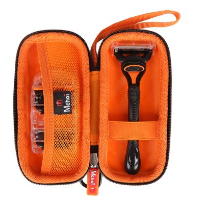 Mchoi Hard Carrying Case Fits for Gillette Fusion5 Mens Razor & Proglide Shield Men's Razor, Case Only (Black, Orange)