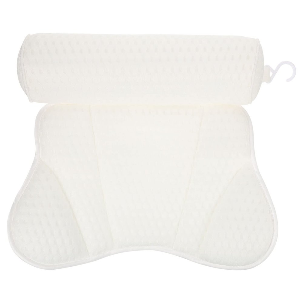 VOSAREA Bathtub Pillow for Head and Neck Support Soft and Breathable Relaxing Bath Cushion Strong Suction Cups for and Bathing Comfort