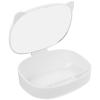 VOSAREA Tabletop Makeup Mirror Storage Box Multifunctional Cat Ear Design Compact Organizer for Cosmetics and Stationery for Women and Girls Special Occasions view 1