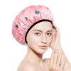 Aquior Shower Cap,Extra Large Triple Layer Bathing Cap with Dry Hair Function for Women Microfiber Terry Cloth Silky Satin 100%% Waterproof Reusable Long Hair Bath Caps (Pink Flora) view 4