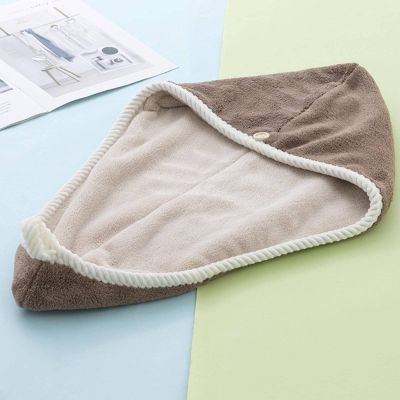 EXBERT Women's Hair-Drying Cap Coral Fleece Water-Absorbing Quick-Drying Towel Double Microfiber Head Hair Drying Towel