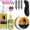 Strong Hold Extra Hold Braiding Gel & Edge Tamer - Tames Frizz, Smoothing Mousse for Twists, Locs, Braids, Cornrows (with Hair Oil, Hair Combs, Bonnet, and Clips) view 1