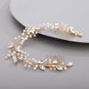 Chargances Bridal Pearl Crystal Hair Vine Comb Wedding Gold Long Headband Hair Comb Fashion Handmade Headpiece Bridal Hair Accessories for Wedding Prom Flower Girl (Gold) view 2