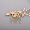 Chargances Bridal Pearl Crystal Hair Vine Comb Wedding Gold Long Headband Hair Comb Fashion Handmade Headpiece Bridal Hair Accessories for Wedding Prom Flower Girl (Gold) view 4