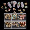 3D Heart Shaped Diamond Nail Charms Valentines Day Love Nail Rhinestones Nail Crystal Gems Nail Studs Gold Alloy Big Diamond Stone 30 Pieces for DIY Nail Jewelry Making Crafts Manicure (Mix Color) view 2