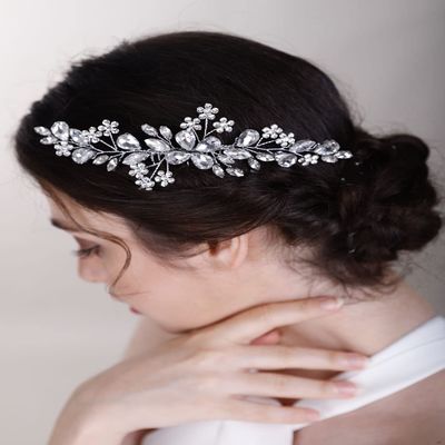 Chargances Handmade Crystal Gemstone Hair Side Comb with Rhinestone Headpiece - Rose Gold for Prom, Flower Girl or Wedding