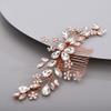 Chargances Handmade Crystal Gemstone Hair Side Comb with Rhinestone Headpiece - Rose Gold for Prom, Flower Girl or Wedding view 3