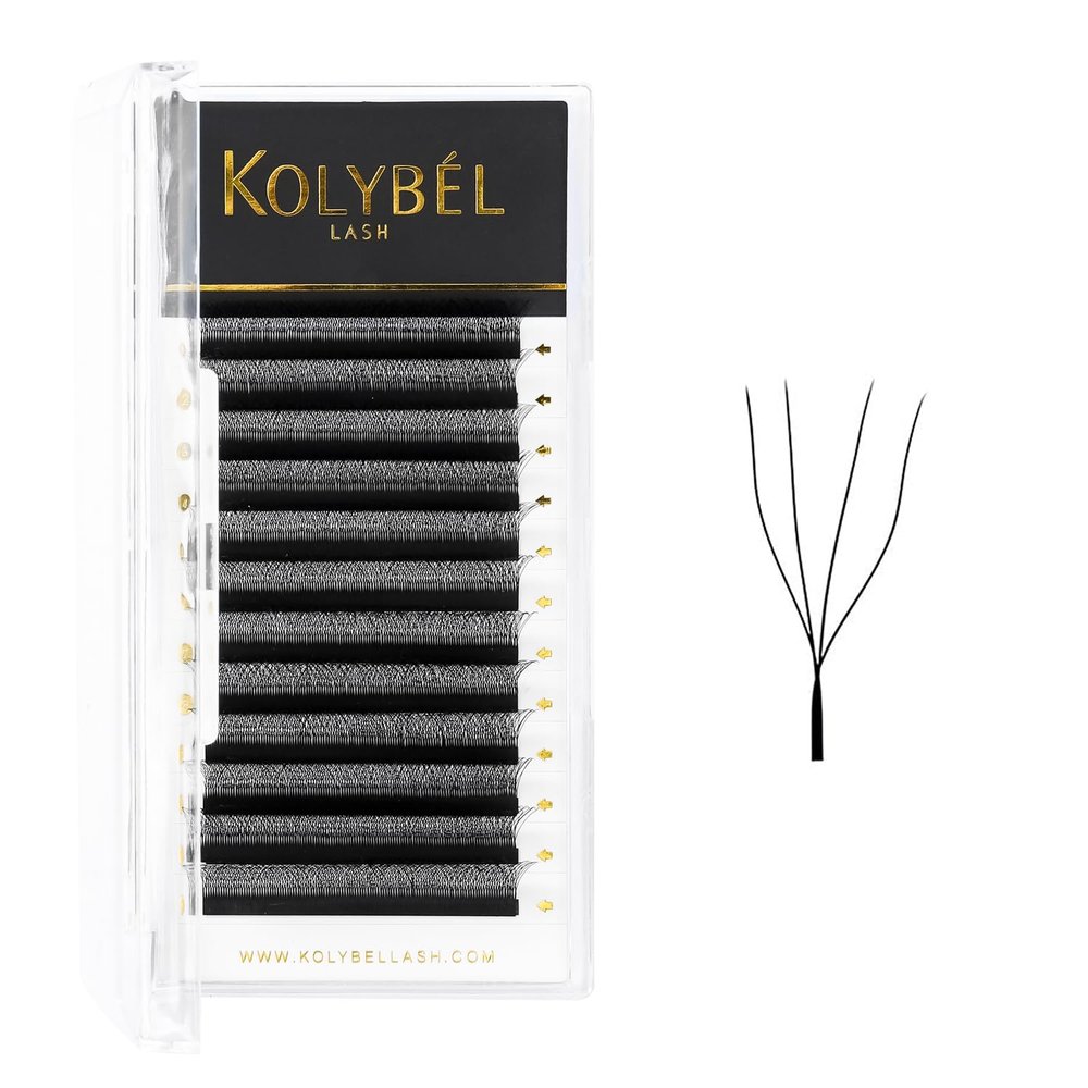 KOLYBEL W Eyelash Extension Automatic Flowering Lash Extension 4D Volume Premade Fan Lashes 0.07 C/D Curl Faux Mink Matte Black W Shaped Tips Soft Lightweight Lashes Supplies(4D-0.07-D-8-15mm)