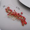 Chargances Handmade Crystal Gemstone Hair Comb with Red Rhinestone Headpiece - Bridal Hair Accessory for Weddings, Proms, Flower Girls view 2