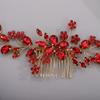 Chargances Handmade Crystal Gemstone Hair Comb with Red Rhinestone Headpiece - Bridal Hair Accessory for Weddings, Proms, Flower Girls view 3