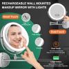 8.5 Inch Rechargeable Wall Mounted Lighted Makeup Mirror, Double-Sided 1X/10X LED Magnifying Vanity Mirror with Lights, 3 Color Lights Touch Screen Dimmable 360Swivel 18 Inch Extendable - Chrome view 2