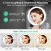 8.5 Inch Rechargeable Wall Mounted Lighted Makeup Mirror, Double-Sided 1X/10X LED Magnifying Vanity Mirror with Lights, 3 Color Lights Touch Screen Dimmable 360Swivel 18 Inch Extendable - Chrome view 3