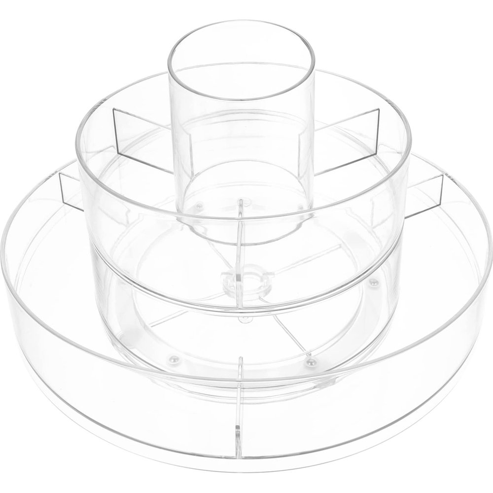 Cabilock 360degree Transparent Rotating Makeup Organizer Rack Multi Desktop Cosmetics Storage for Vanity and Bathroom for Makeup Tools Lipsticks and Accessories