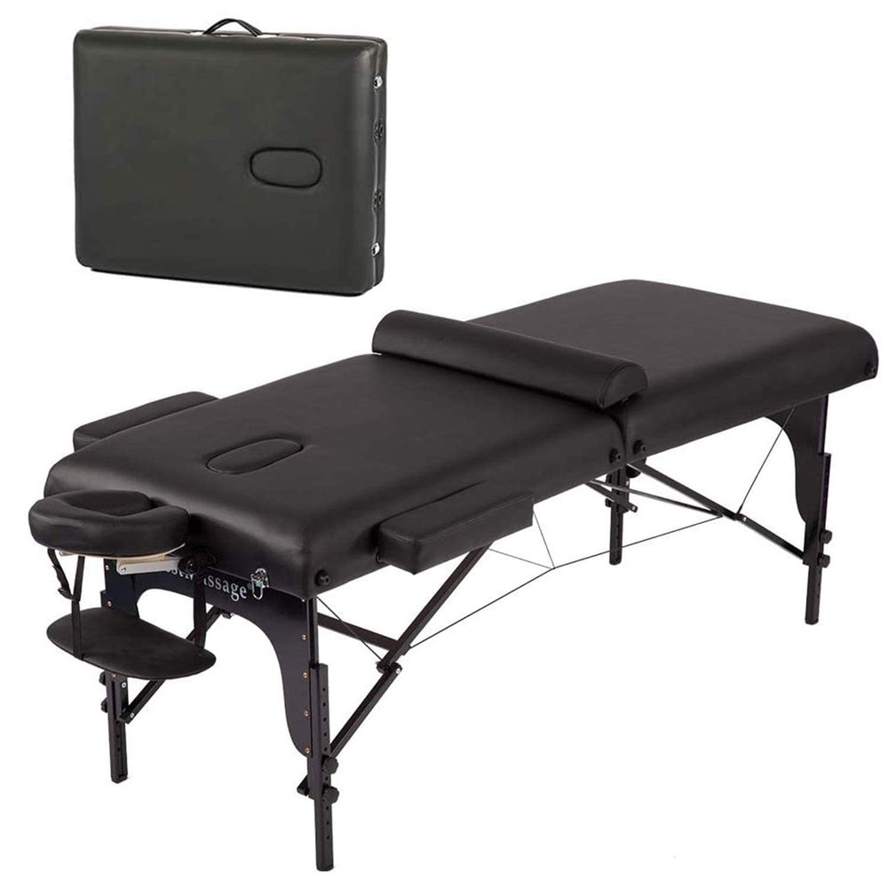 BestMassage Massage Bed Portable Massage Table 77" L 30" W 4" THK Lash Bed Height Adjustable 2 Folding PU Leather with Oxford Bag for Spa Footmassage Facial CareSpa Tattoo