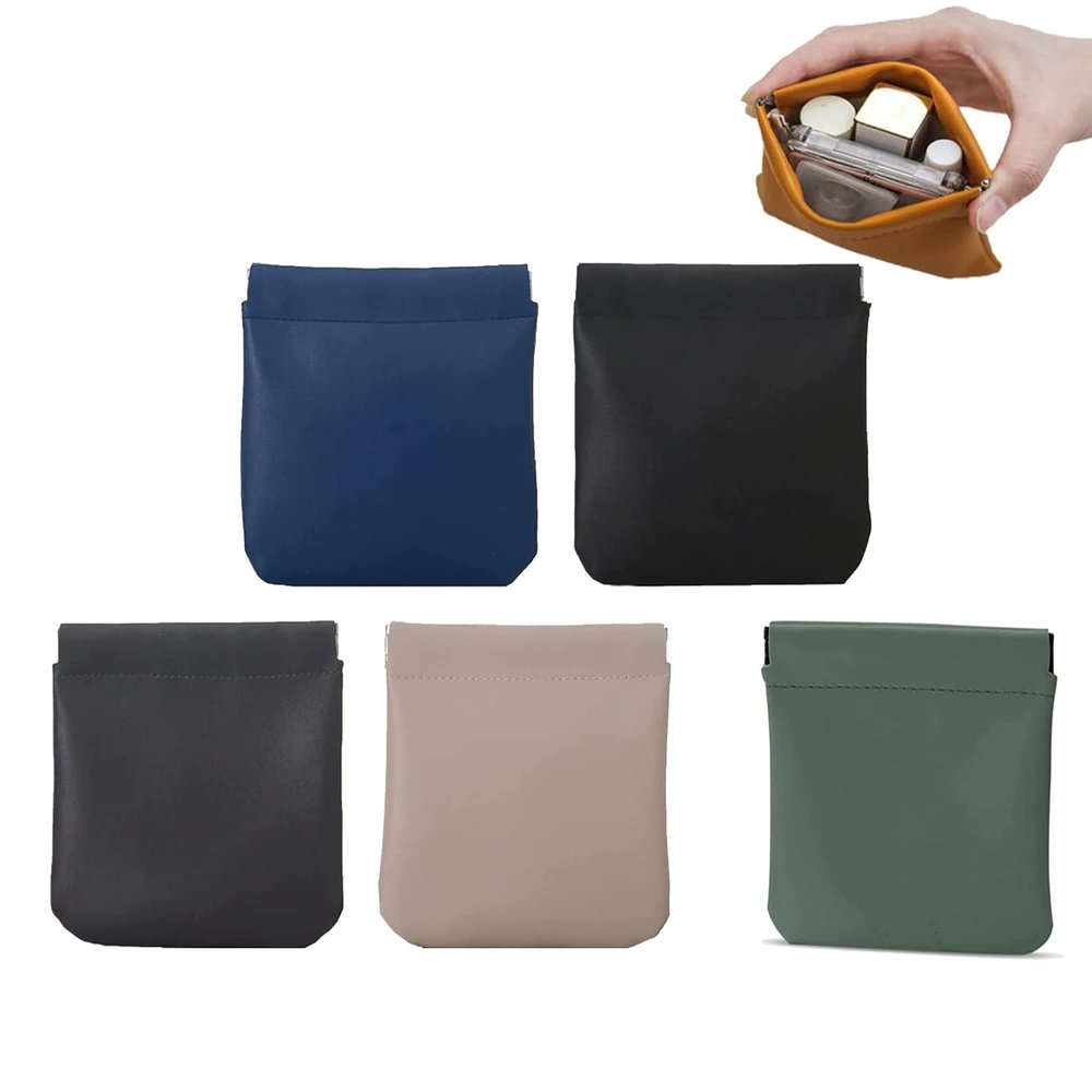 5/10Pcs Pocket Cosmetic Bag, Lambskin Pocket Cosmetic Bag,Portable Self-Closing Mini Storage Bag (5Pcs-C)