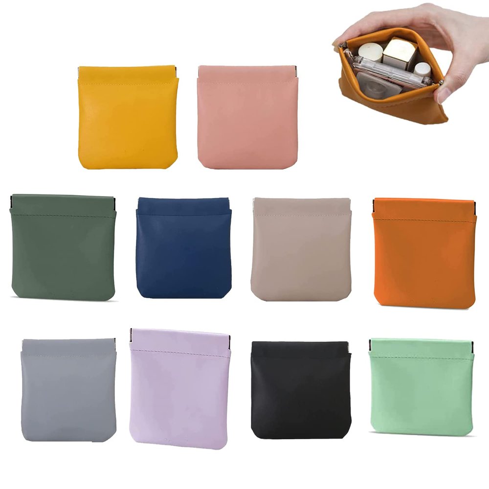 5/10Pcs Pocket Cosmetic Bag, Lambskin Pocket Cosmetic Bag,Portable Self-Closing Mini Storage Bag (10Pcs)