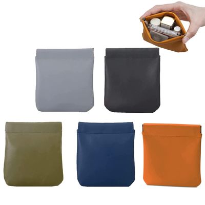 5/10Pcs Pocket Cosmetic Bag, Lambskin Pocket Cosmetic Bag,Portable Self-Closing Mini Storage Bag (5Pcs-D)