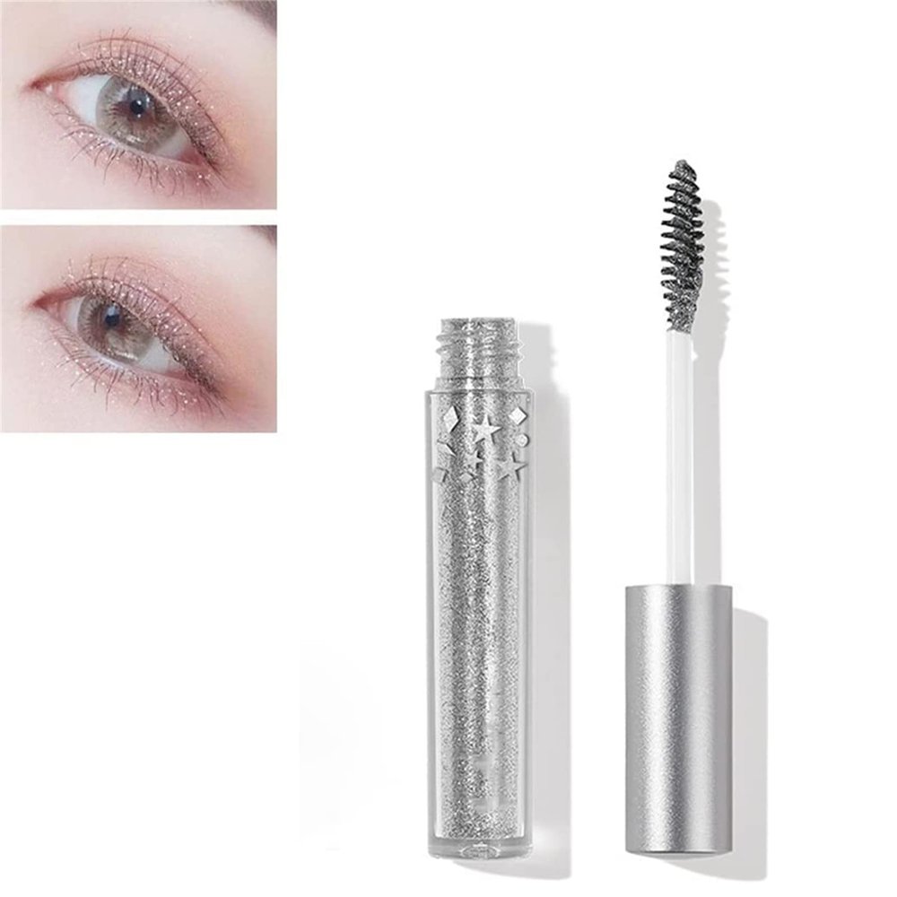 ANGUOEY 4D Diamond Glitter Lashes Mascara,Diamond Glitter Mascara Topper,Lasting Waterproof Thick Dazzling Eyelash Makeup,for Stage Party Wedding Music Festival