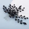 Teyglen Rhinestone Wedding Hair Comb Bridal Black Crystal Hair Side Comb Handmade Black Beads Hair Piece Vintage Headpiece Hair Accessories for Women Girls Party Prom Festival view 3