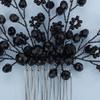 Teyglen Rhinestone Wedding Hair Comb Bridal Black Crystal Hair Side Comb Handmade Black Beads Hair Piece Vintage Headpiece Hair Accessories for Women Girls Party Prom Festival view 4