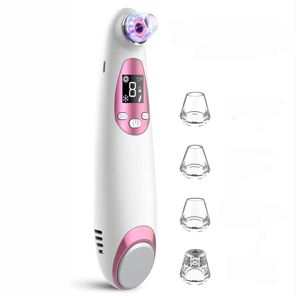 XARONF Blackhead Remover Pore Vacuum, Blackhead Removal Tool, Blue Light Red Light Acne Whitehead Extractor Kit, 4 Suction Probes, Suction Force for All Skin
