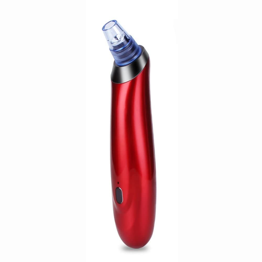 XARONF Blackhead Remover Pore Vacuum Cleaner-Electric Blackheads Removal Pore Cleanser with 3 Suction Power/5 Replaceable Probes, Rechargeable Blackhead Extractor Suction Tool (Color : Red)