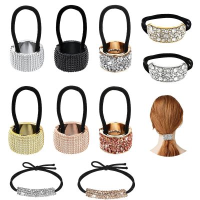 10 Pieces Rhinestone Ponytail Holder Cuffs Glitter Elastic Hair Tie Crystal Ponytail Cuff Gothic Rhinestone Hair Band Ponytail Accessories for Women Girls Christmas Gift Set