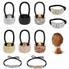 10 Pieces Rhinestone Ponytail Holder Cuffs Glitter Elastic Hair Tie Crystal Ponytail Cuff Gothic Rhinestone Hair Band Ponytail Accessories for Women Girls Christmas Gift Set view 1