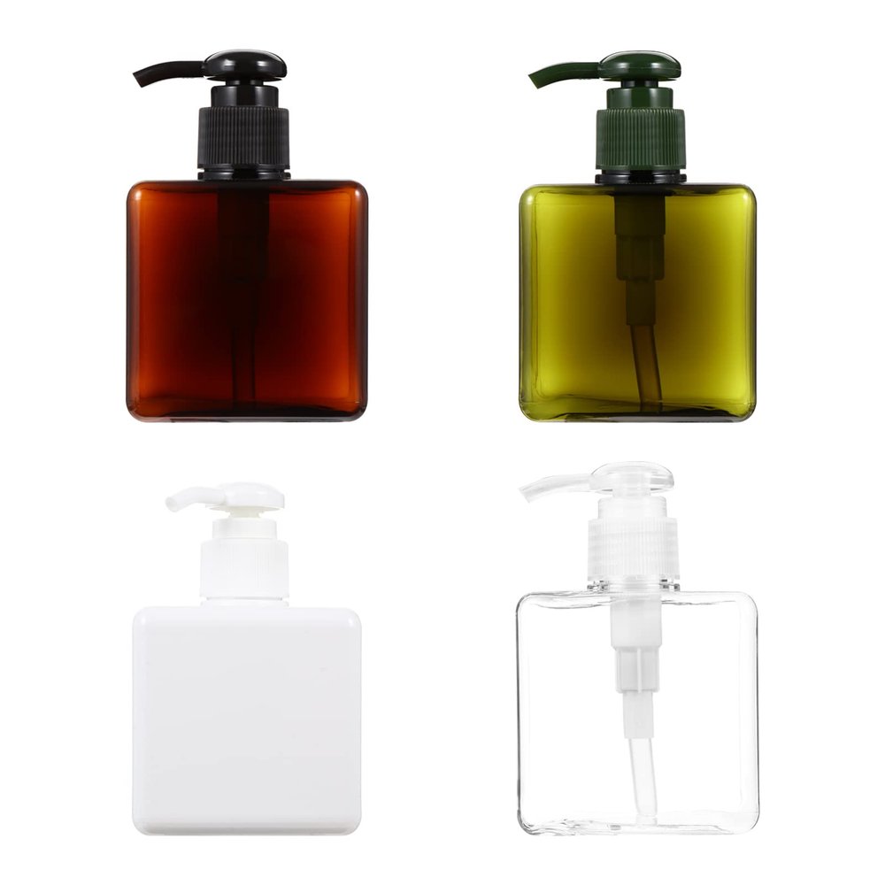 Cabilock 4pcs Plastic Lotion Dispenser Pump Travel-Friendly Refillable Bottles for Shampoo Shower Gel Hand Soap Transparent Colors