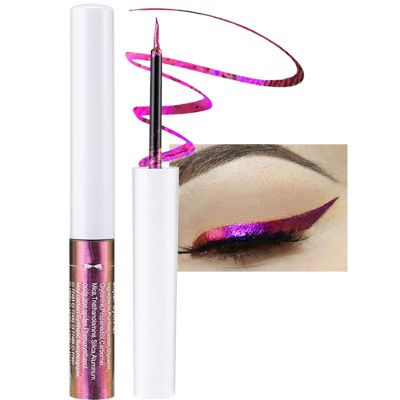 Chameleon Glitter Eyeliner Liquid,Pink Purple Metallic Satin High-Pigmented Color Multi-Reflective Finish Glitter Eye Liner Eyeshadow Pen,Ultra-Fine Tip Eyeliner,Christmas Makeup Gift for Women-06