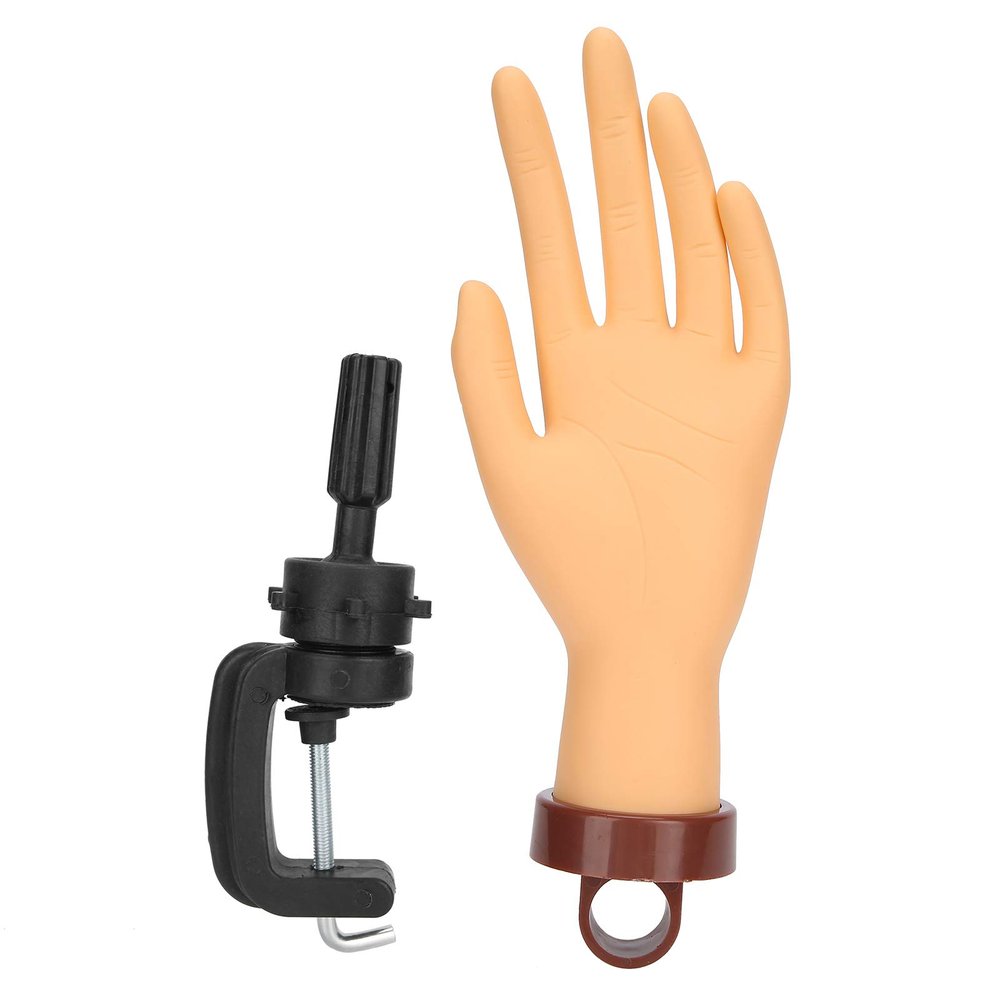 Nail Practice Hand for Acrylic Nails with Stand Bracket, Soft Maniquin Hand, Flexible Bendable Nail Practice Fake Hand for Nails Art Practice Tool