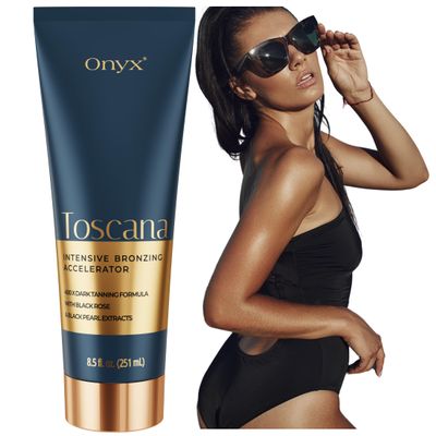 Onyx Toscana Intensive Bronzing Accelerator | Bronzing Tanning Lotion for Tanning Beds | Streak & Stain Free Tanning Lotion for Indoor Outdoor | Face & Body Lotion for Sensitive Skin