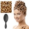 THE PERFECT HAIRCARE Microfiber Curly Hair Towel Wrap with Wet/Dry Brush - Fast Drying and Gentle Detangling for Women, Girls, Kids, Children - Great for Travel, Gifts and Hair Extensions view 1