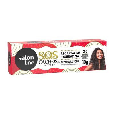 Recarga de Queratina, SOS Cachos, Reparao Total, Vegana Cabelos Cacheados e Crespos, 80 g