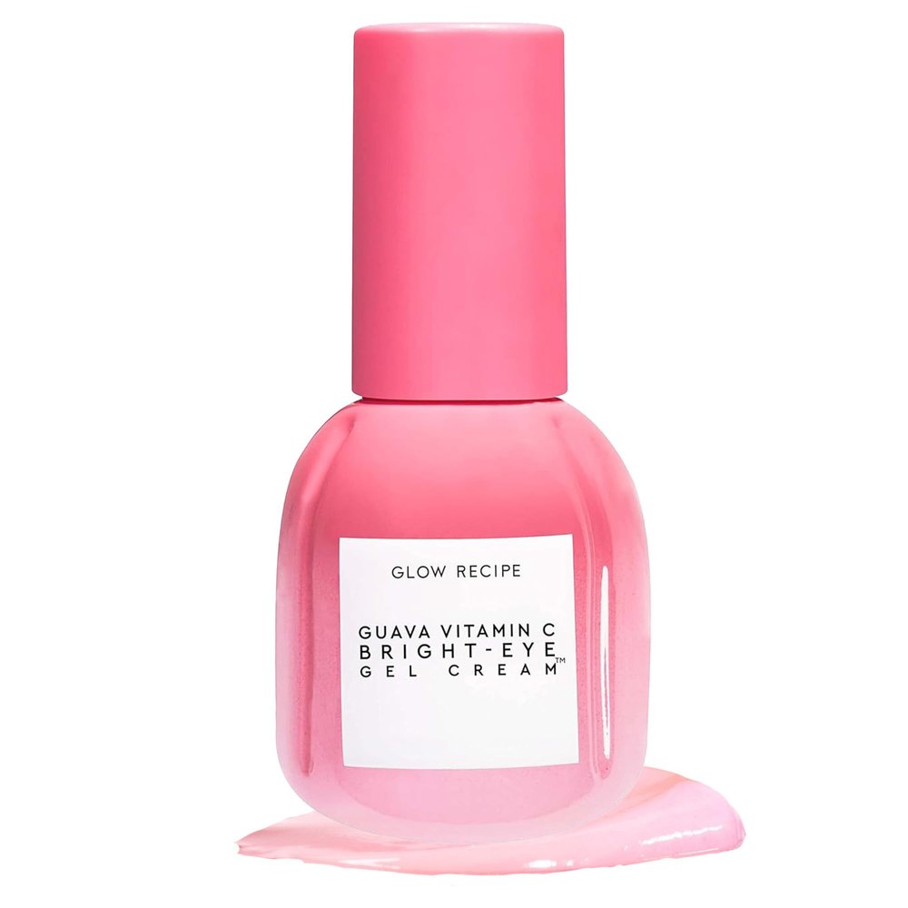 Glow Recipe Guava Vitamin C Brightening Eye Gel - Niacinamide, Peptides & Green Caffeine Gentle Under Eye Cream for Dark Circles, Puffiness & Bags - Lightweight, Hydrating, Firming - Makeup Prep, 15ml